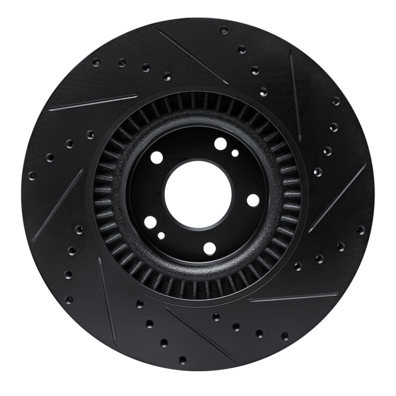 Hyundai Palisade Brake Rotor (1) - Front Left - R1 Concepts - Drilled & Slotted - Black - `20-`25